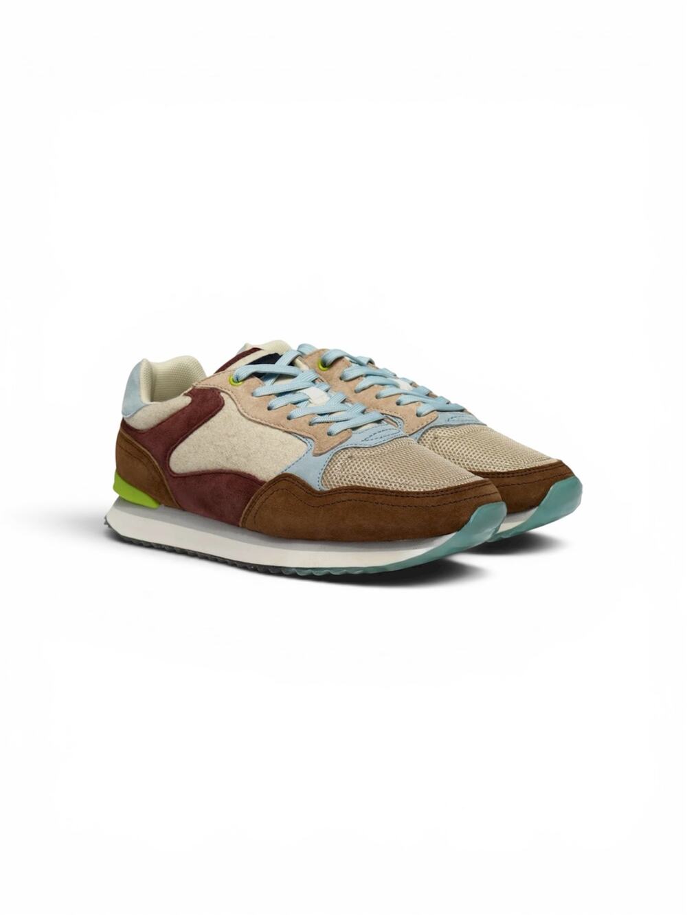 HOFF Women’s Sz 10 Reno Sneakers Suede Colorblock Multi Color Tan Brown Red